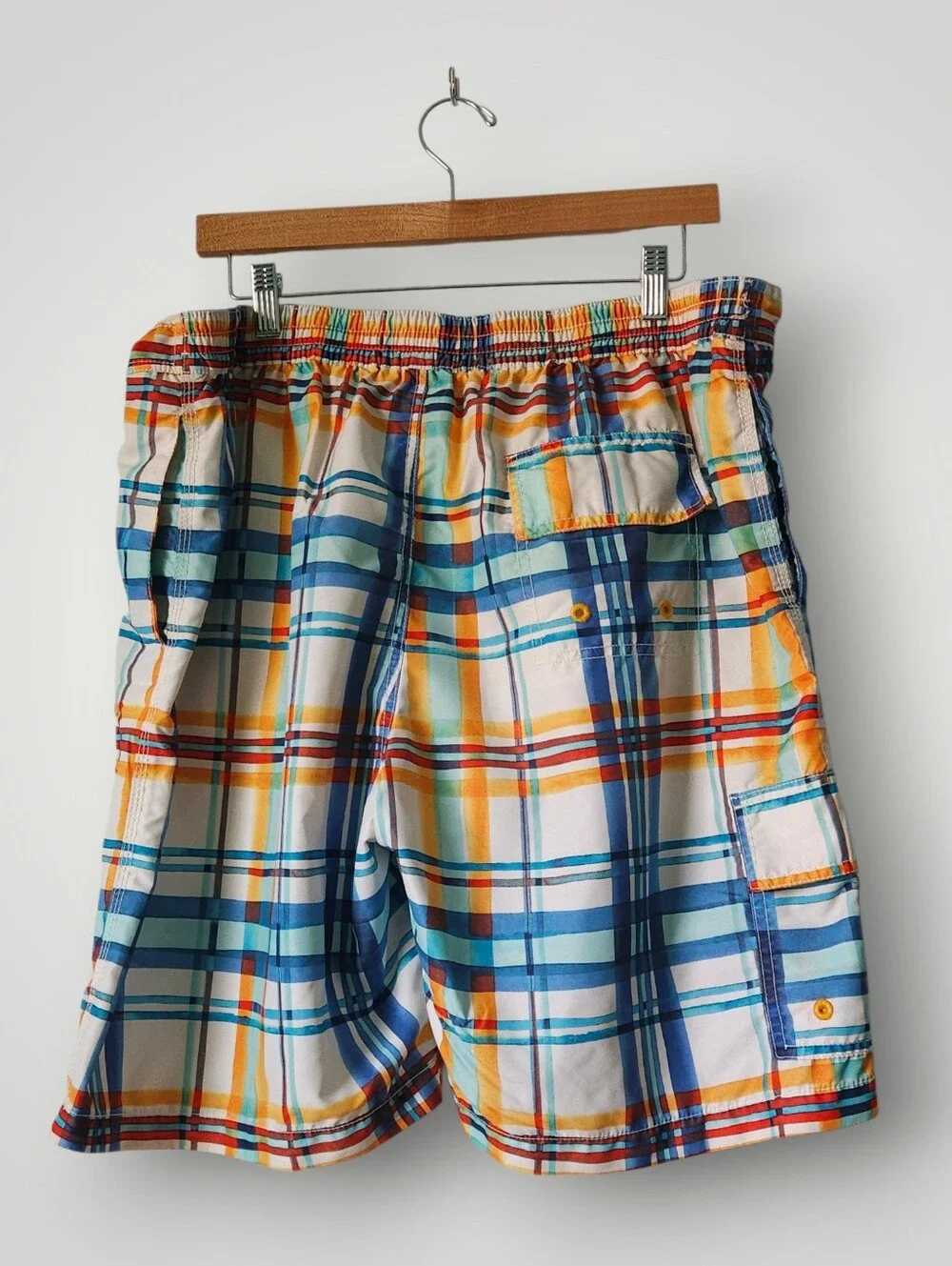 Tommy Bahama Relax Mens XL Swim Trunks Multicolor Plaid Mesh Lined Cargo‎ Board